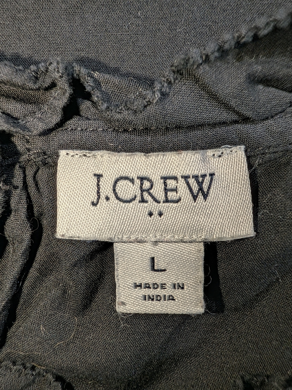 J. Crew Black Eyelet Ruffle Cap Sleeve Blouse - Picture 4 of 5